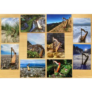 10 Postkarten Harfe in der Landschaft